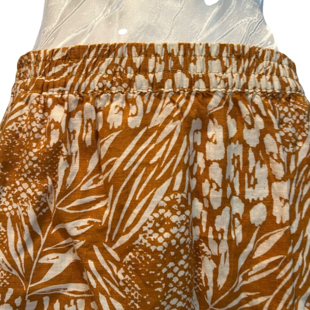 Christian Siriano Mini Ruffle Skirt Women Sz Large Linen Mustard Yellow Pockets - Picture 5 of 14